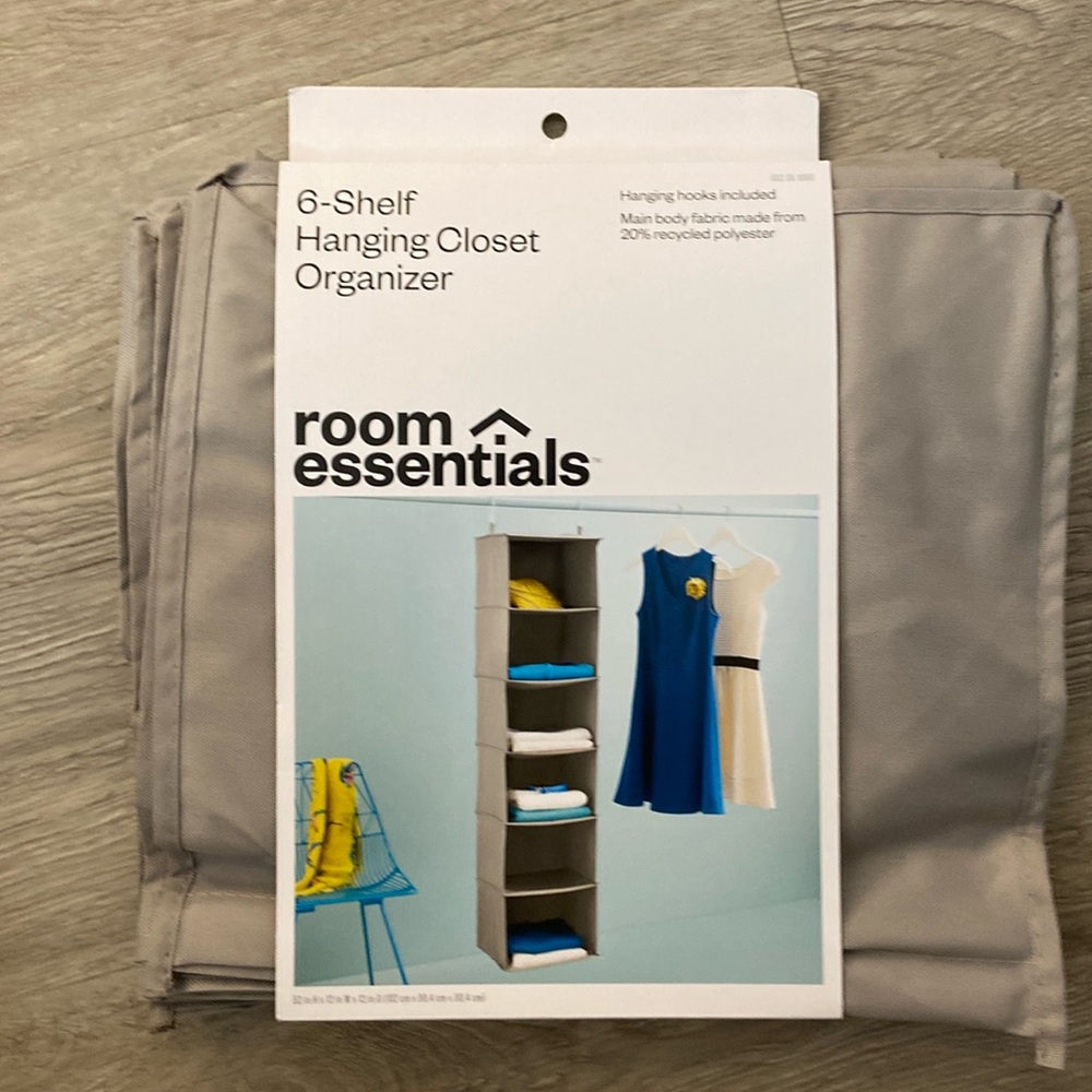 6 shelf hanging closet organizer.  Target.